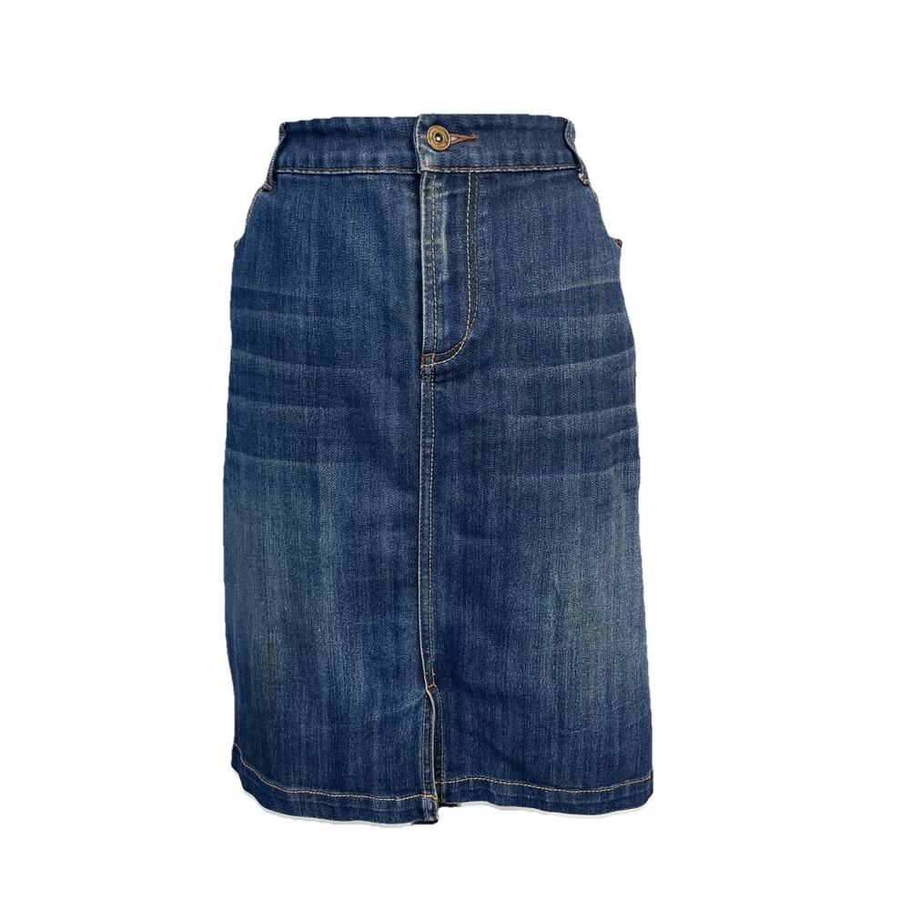 INC Denim Woman Skirt Plus size 16W Straight Knee Jean Slim Tech Fit Stretch